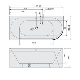 Polysan Viva Monolit Asymetrická vaňa 170x75x60 cm, ľavá - biela 70119M - galéria #8