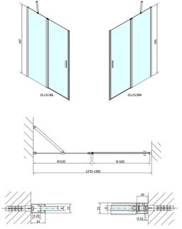 Polysan Zoom Black Sprchové dvere dvojdielne 130 cm, matná čierna, číre sklo ZL1313B - galéria #5