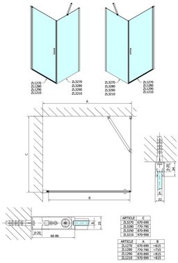 Polysan Zoom Boční pevná stěna 90 cm, čiré sklo/chrom ZL3290 - galéria #6