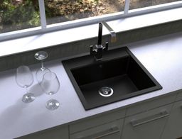 Sinks Solo 560 Granitový drez bez odkvapkávača, 56x51cm, čierny kov, ACRSO56051074 - galéria #1