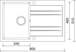 Sinks Grande 800 Granitový drez s odkvapkávačom, obojstranný, 80x51cm, čierny, SIGGR80051074XC - galéria #1