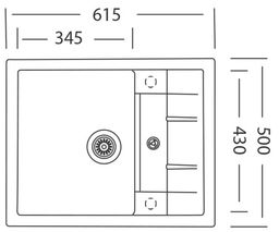 Sinks Crystal 615 Granitový drez s vaničkou a odkvapkávačom, obojstranný, 61,5x50cm, čierny, ACRCR61550030 - galéria #1