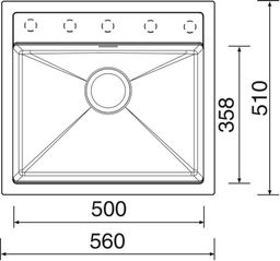 Sinks Solo 560 Granitový drez bez odkvapkávača, 56x51cm, marone, ACRSO56051093 - galéria #1