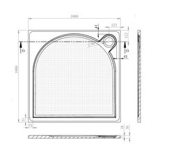 Gelco G5 Larca Sprchová vanička, 1000x1000 mm, liaty mramor, biela PL001 - galéria #4