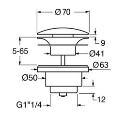 GSI Pura Neuzavíratelná umyvadlová výpust 5/4", creta mat - keramika, PVC08 - galéria #1