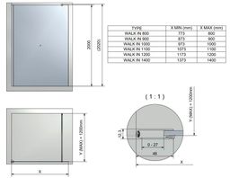Roth Calida Walk-In Screen 100 cm, čierny elox s CI TWF 10020 NIF - galéria #2