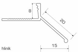 Okapnicový profil s přesahem okapu 15 mm, délka 250 cm, výška hrany 8 mm, hliník přírodní - galéria #1