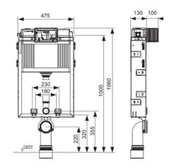 Tece Box 2.0 Nástenný splachovací modul, ovládanie spredu, stavebná výška 106 cm, 9370300 - galéria #2