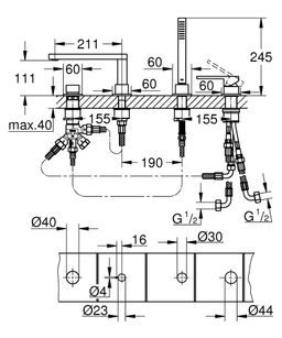 Grohe Plus Pákova štvorotvorová vaňová batéria, kefovaná Hard Graphite 29307AL3 - galéria #1