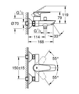 Grohe Professional BauEdge Vaňová nástenná batéria, chróm 23604001 - galéria #4