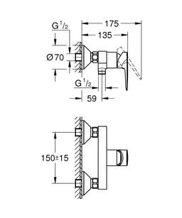 Grohe Professional BauEdge Nástenná sprchová batéria, chróm 23635001 - galéria #4