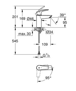 Grohe Profi Eurosmart ColdStart umývadlová batéria, chróm 32154003 - galéria #2