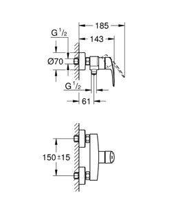 Grohe Profi Eurosmart sprchová nástenná batéria, chróm 33555003 - galéria #3