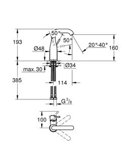 Grohe Profi Essence Umývadlová batéria bez výtoku, veľkosť M, chróm 24176001 - galéria #2