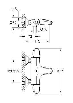 Grohe Profi Grohtherm 1000 Termostatická vaňová batéria, chróm 34816003 - galéria #1