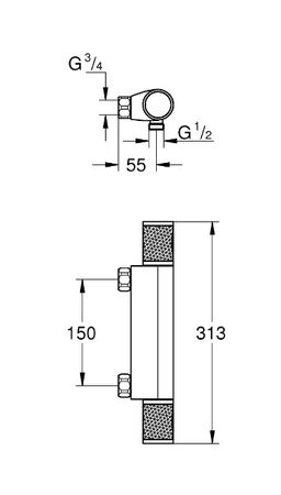 Grohe Profi Grohtherm 1000 Performance Termostatická sprchová batéria, chróm 34828000 - galéria #1