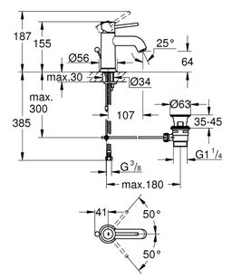 Grohe Start Páková umývadlová batéria s výtokom chróm 23810000 - galéria #1