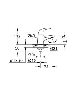 Grohe Start Curve Páková umyvadlová baterie bez výpusti chrom, chrom 20576000 - galéria #1