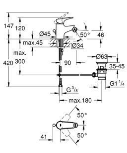 Grohe Start Flow Páková bidetová batéria s výtokom chróm 23770000 - galéria #1