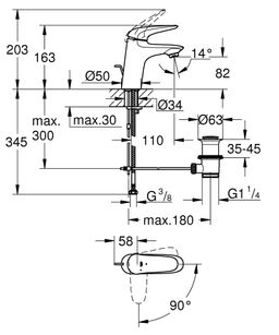 Grohe Wave Umývadlová batéria s pákou a výtokom chróm 23581001 - galéria #1
