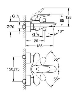 Grohe Wave Nástenná páková vaňová batéria v chróme 32286001 - galéria #1