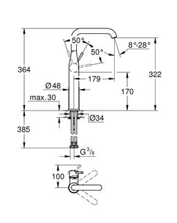 Grohe Profi Essence Umývadlová batéria XL, bez výtoku, kartáčovaná tvrdá grafitová 24170AL1 - galéria #1