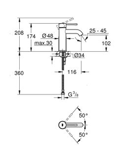 Grohe Profi Essence Umývadlová batéria, veľkosť S, bez výtoku, teplý západ slnka 24172DA1 - galéria #1