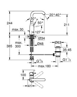 Grohe Profi Essence Umývadlová batéria s výtokom, veľkosť L, chróm 24174001 - galéria #2