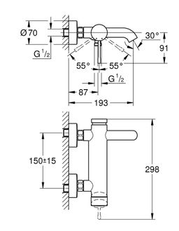 Grohe Profi Essence vaňová batéria, supersteel 25250DC1 - galéria #1