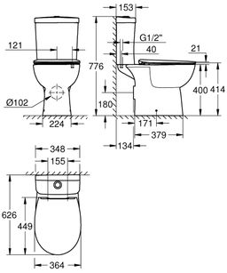 Grohe Bau Ceramic WC kombi, biela 39942000 - galéria #4