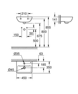Grohe Start Edge Závesné umývadlo 45 x 35 cm, alpská biela 39953000 - galéria #5