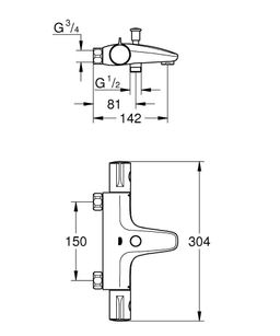 Grohe Grohtherm 800 Termostatická vaňová batéria, chróm 34756000 - galéria #1