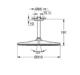 Grohe Rainshower Mono 310 stropná sprcha s ramenom, kartáčovaný tvrdý grafit 26560AL0 - galéria #3