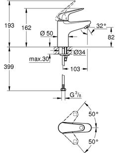 Grohe Swift S umývadlová batéria bez výtoku, chróm 24317001 - galéria #3