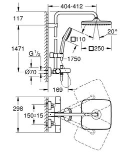 Sprchový systém Grohe Vitalio Comfort Eco s vaňovou batériou, čierny matný 269842431 - galéria #3