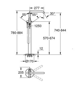 Grohe Profi Essence Voľne stojaca vaňová batéria bez telesa, fantómová čierna 25248KF1 - galéria #1