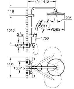Sprchový systém Grohe Profi Tempesta s termostatickou batériou, matná čierna 266702431 - galéria #4