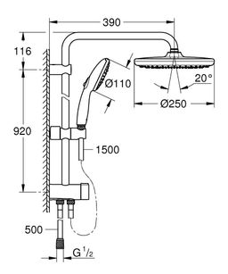 Sprchový systém Grohe Profi Tempesta s prepínačom, chróm 26675001 - galéria #4
