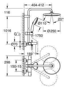Sprchový systém Grohe Profi Tempesta s vaňovým termostatom, chróm 26978001 - galéria #4