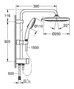 Sprchový systém Grohe Profi Tempesta s prepínačom, chróm 26979001 - galéria #4