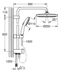 Sprchový systém Grohe Profi Tempesta s prepínačom, chróm 26980001 - galéria #4