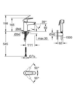 Grohe Start Umyvadlová baterie s bidetovou sprškou, matná černá 231232433 - galéria #3