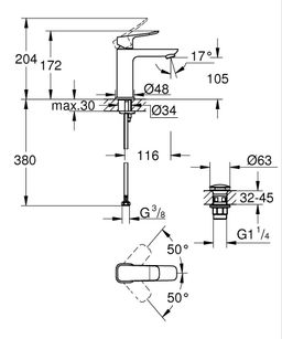 Grohe Dice Umývadlová batéria M, s výpustným mechanizmom, chróm 1018330000 - galéria #3