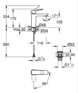 Grohe Dice Umývadlová batéria M, s výpustným mechanizmom, chróm 1018360000 - galéria #3