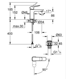 Grohe Dice umývadlová batéria S, s výpustným mechanizmom, matná čierna 1018612430 - galéria #4