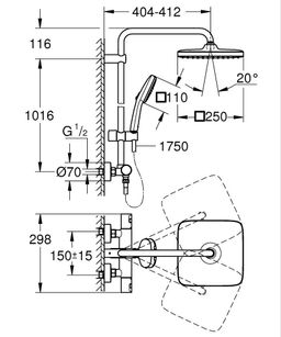 Grohe Vitalio Comfort Sprchový systém s termostatickou baterií, kartáčovaný Cool Sunrise 26696GN1 - galéria #3