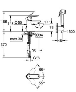 Grohe Eurosmart Cosmo Umývadlová batéria s bidetovou sprchou, 23125000 - galéria #2