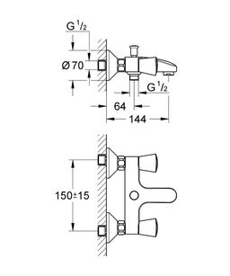 Grohe Costa S Nástenná vaňová batéria 25483001 - galéria #1