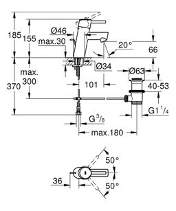 Grohe Concetto Stojánková batéria pre umývadlo, s výtokom 32204001 - galéria #2