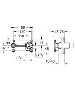 Grohe Podomietkové teleso pre umývadlovú nástennú batériu 32635000 - galéria #1